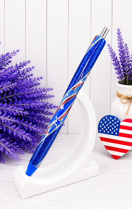 Handmade Patriotic stars and stripes glitter pen with free refill 4