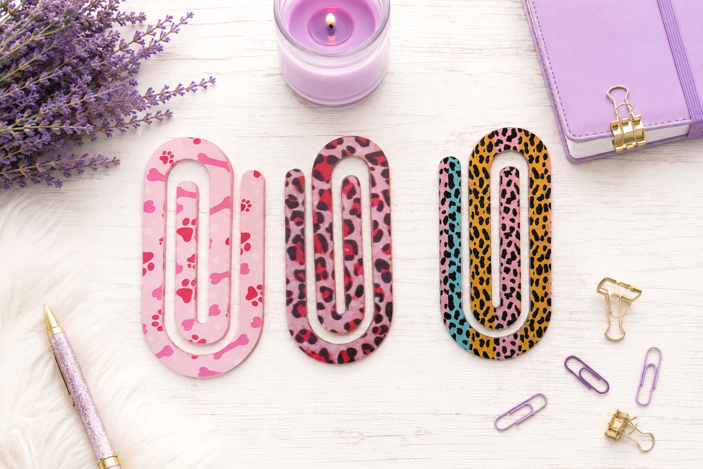 Jumbo Decorative Acrylic Paper Clip Animal Prints