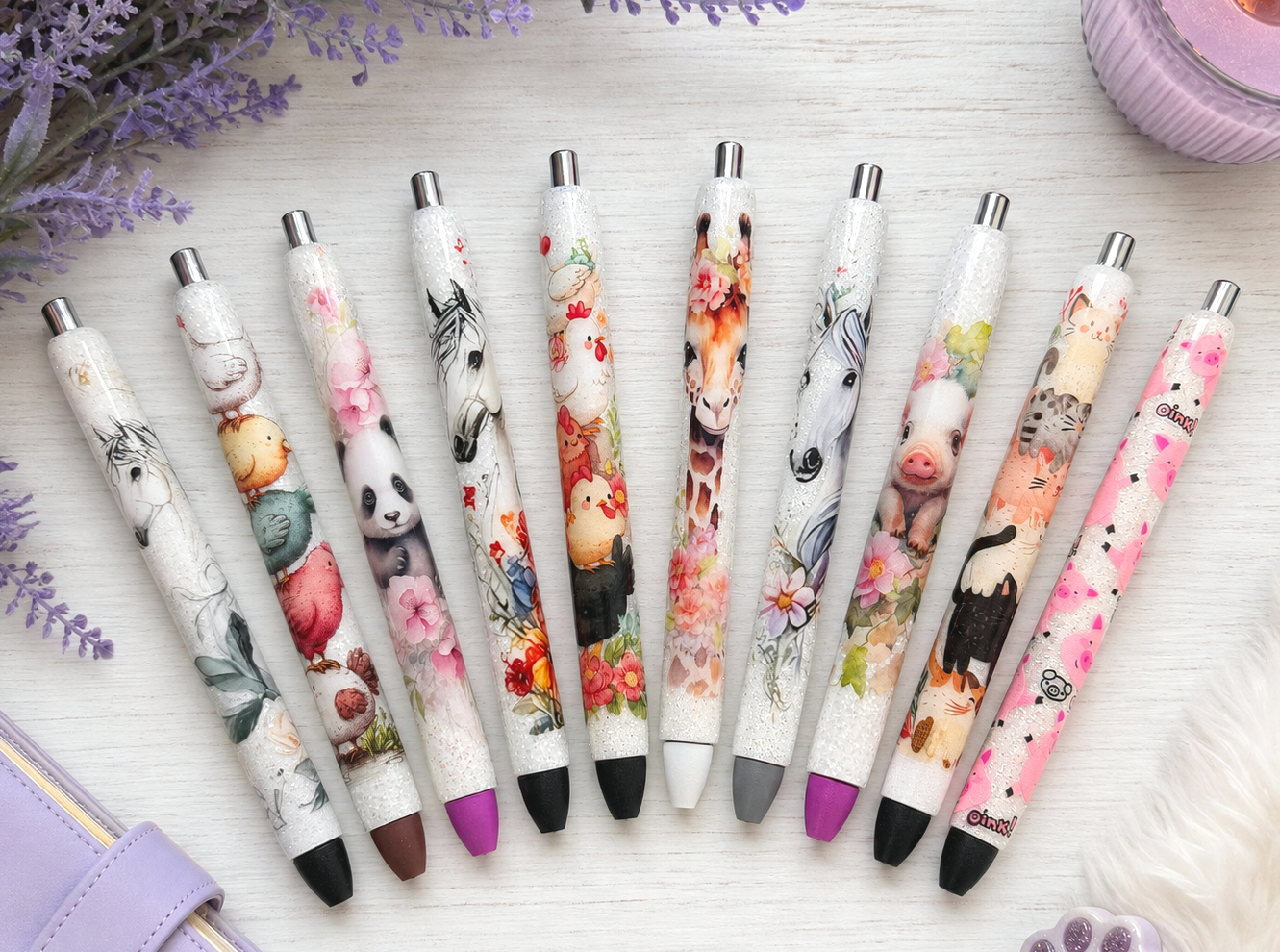Handmade Giraffe glitter pen with free refill