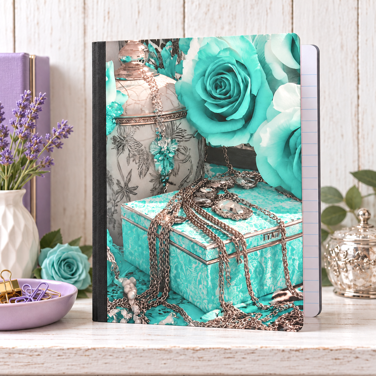 Decorative Vinyl Covered Composition Notebook Jeweled Roses