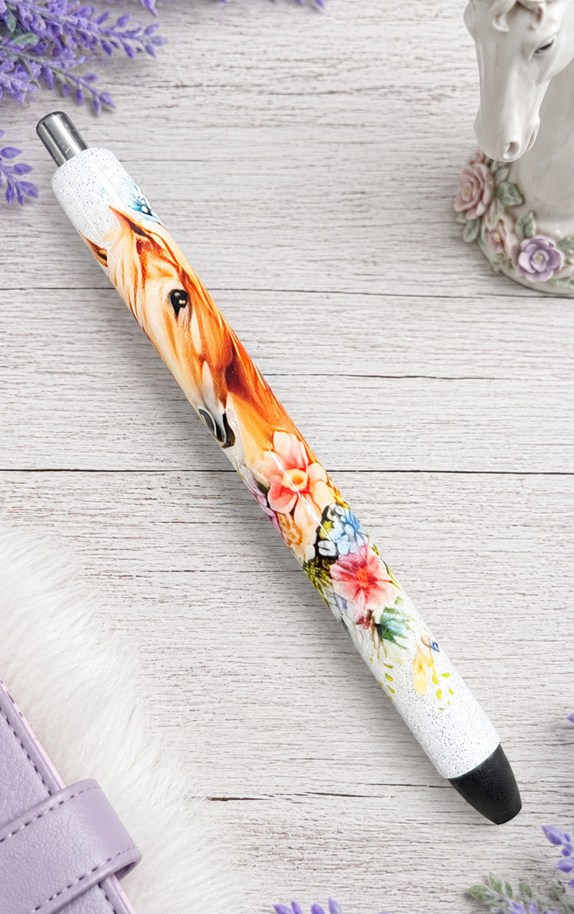 Handmade Horse with flowers glitter pen with free refill 7