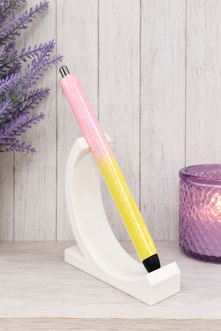 Handmade Pink and Yellow Ombre glitter pen with free refill