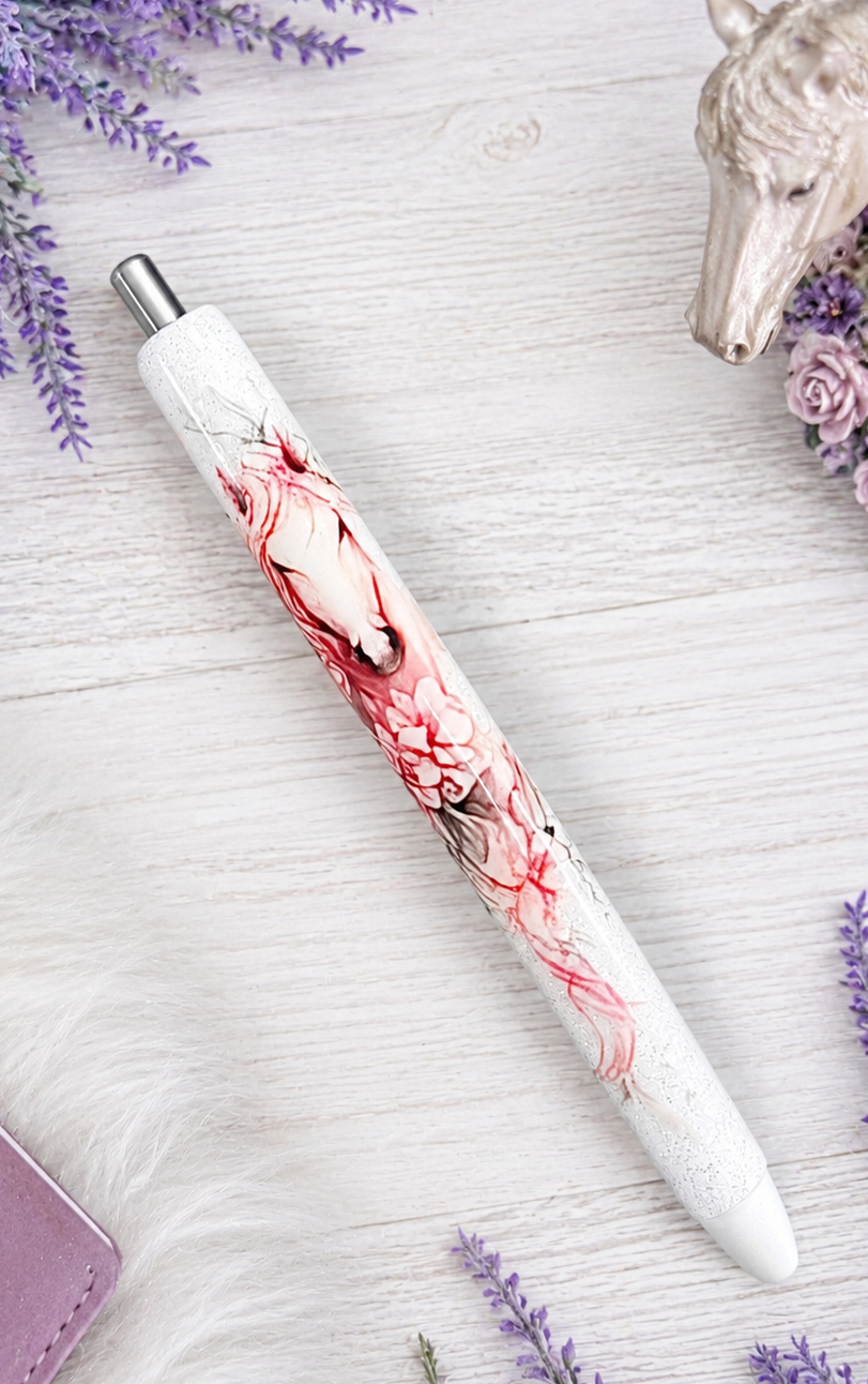 Handmade Horse with flowers glitter pen with free refill 5