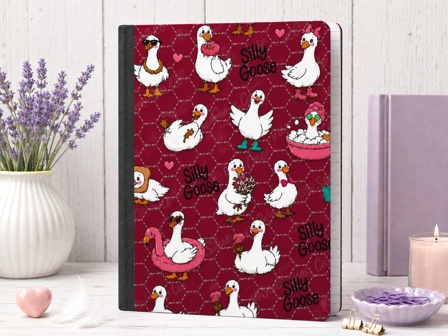 Decorative Vinyl Covered Composition Notebook Silly Goose