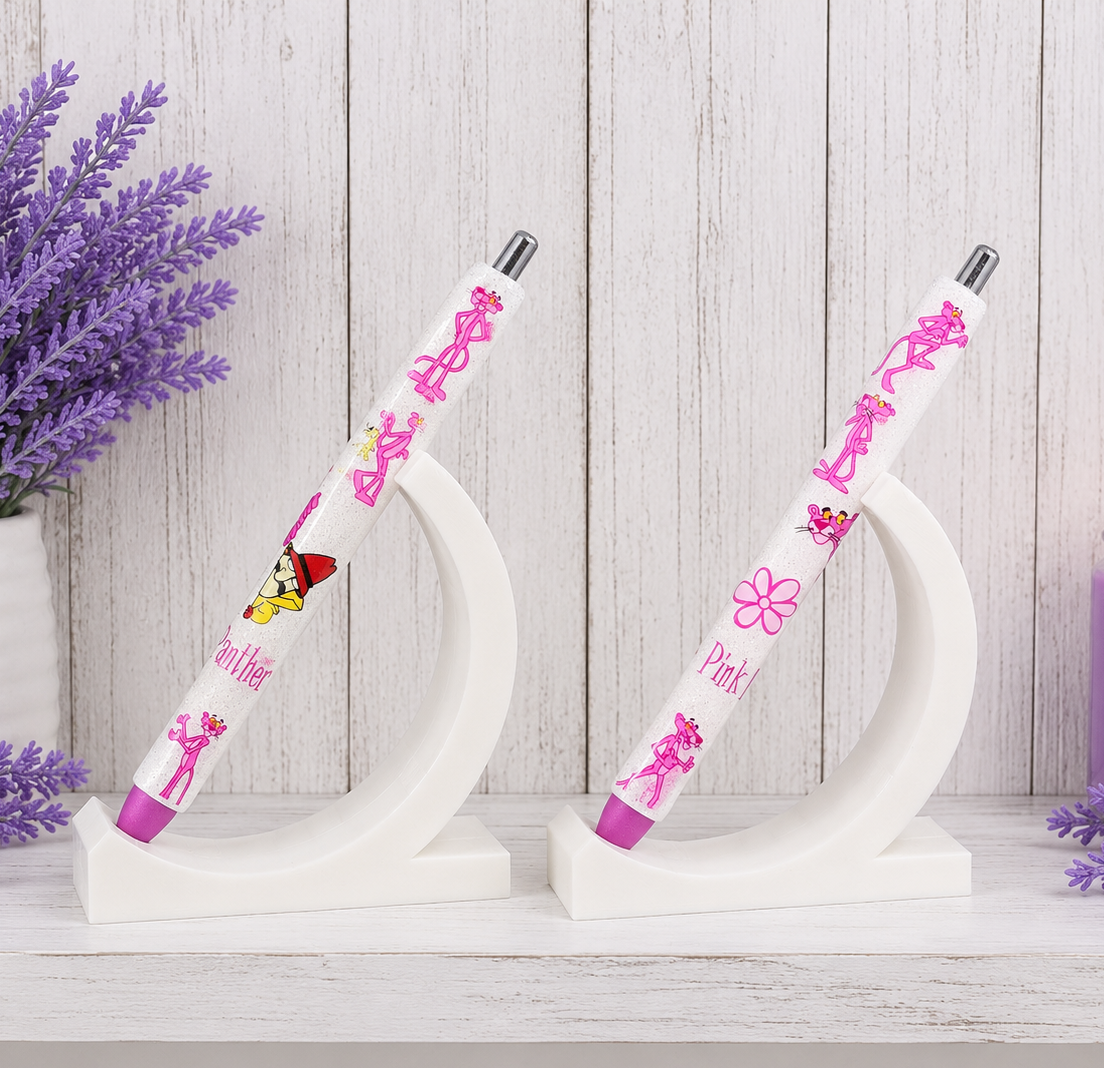 Handmade Pink Panther glitter pen with free refill