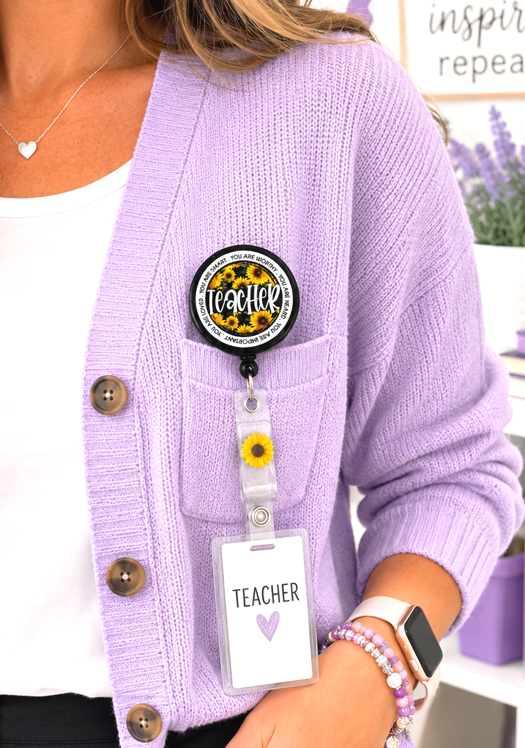 Handmade Teacher Badge Reel