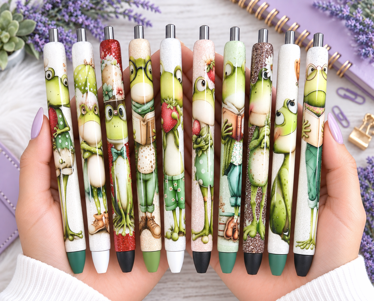 Handmade Frog glitter pen with free refill 2