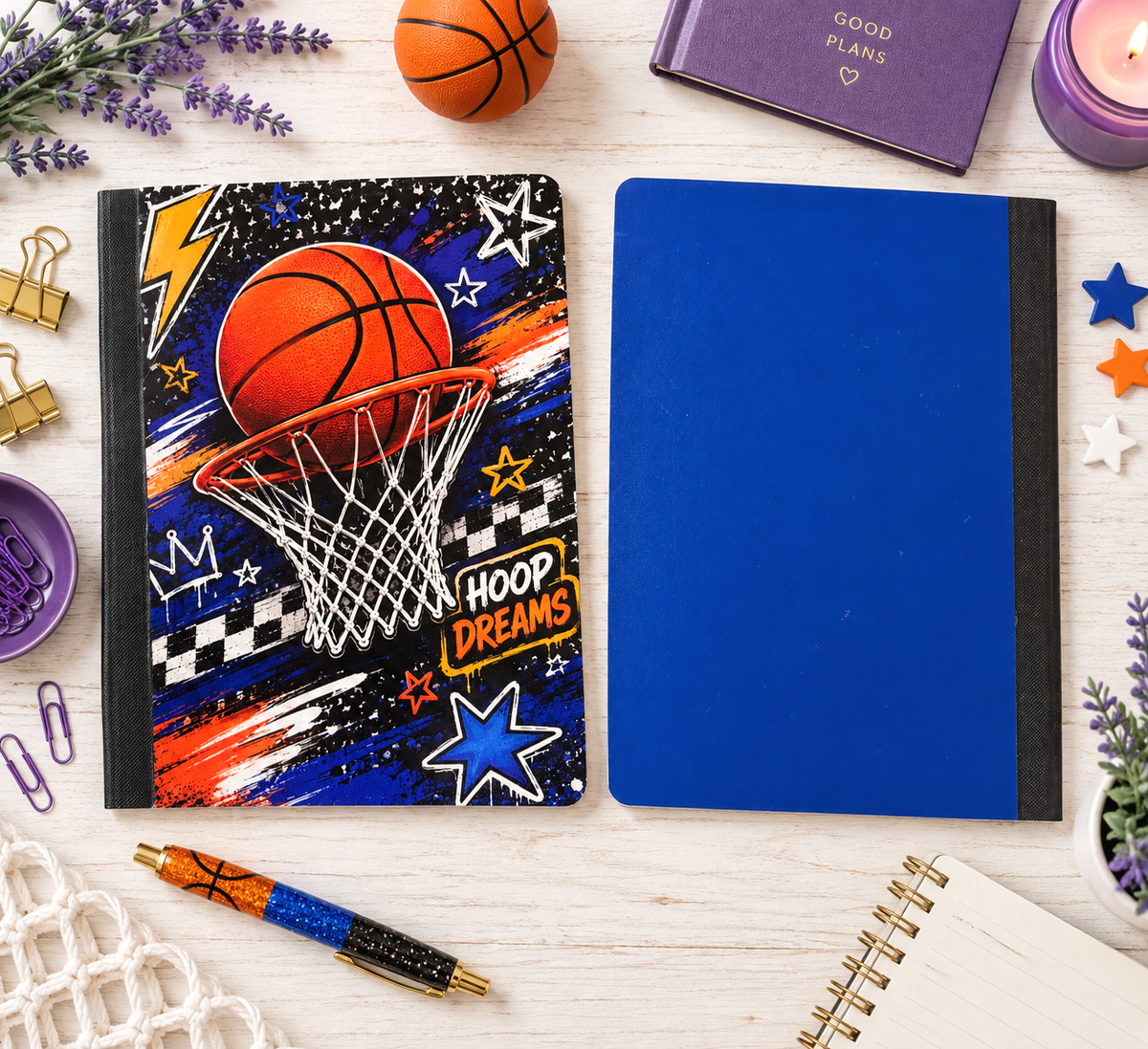 Decorative Vinyl Covered Composition Notebook Basketball
