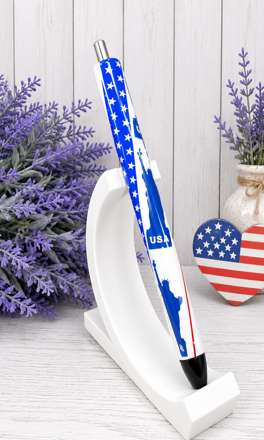 Handmade Statue of Liberty patriotic Washi Tape glitter pen with free refill
