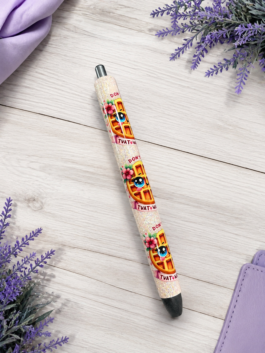 Handmade Don't Ba A Twatwaffle glitter pen with free refill