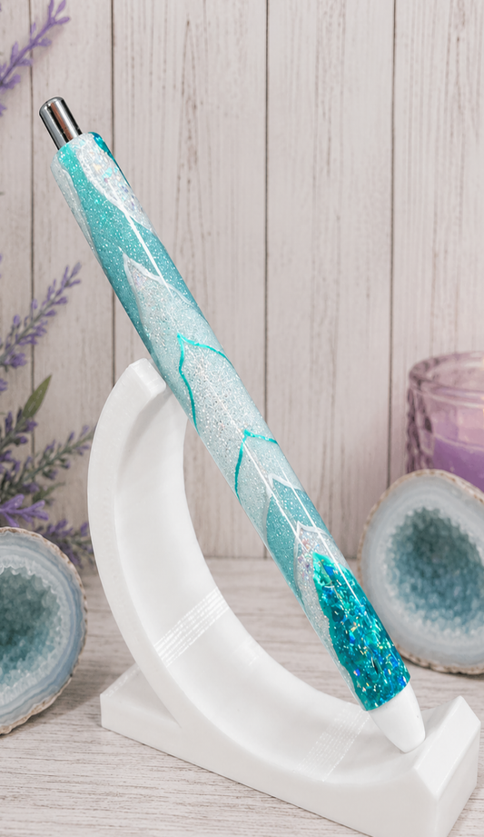 Handmade Aquas Geode design glitter pen with free refill