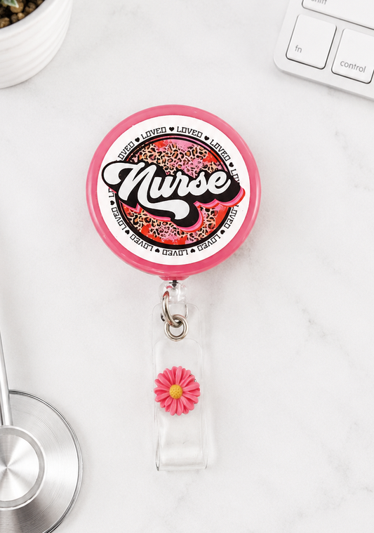 Handmade Pink Nurse Badge Reel