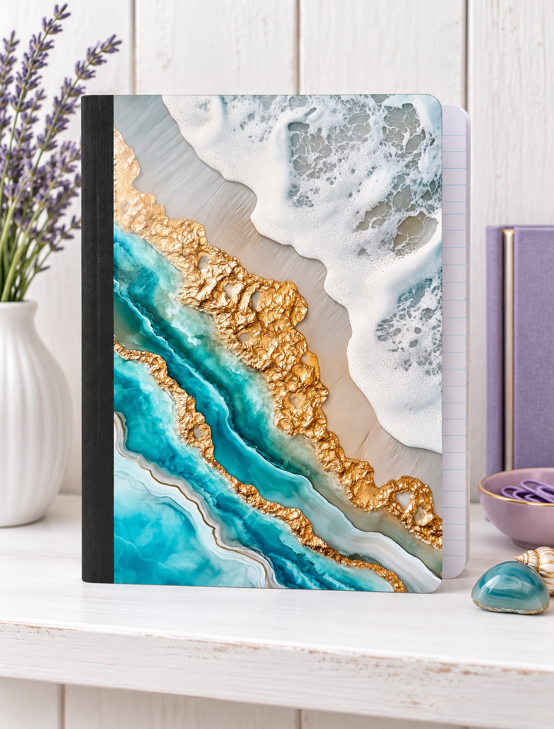 Decorative Vinyl Covered Composition Notebook Beach Geode