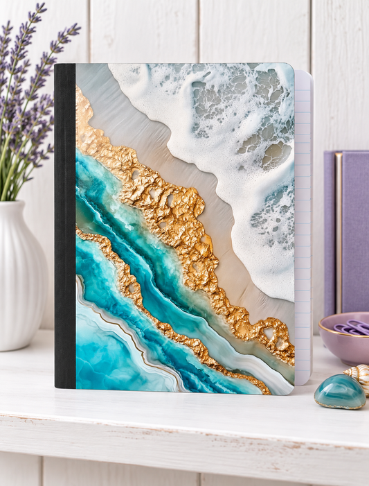 Decorative Vinyl Covered Composition Notebook Beach Geode