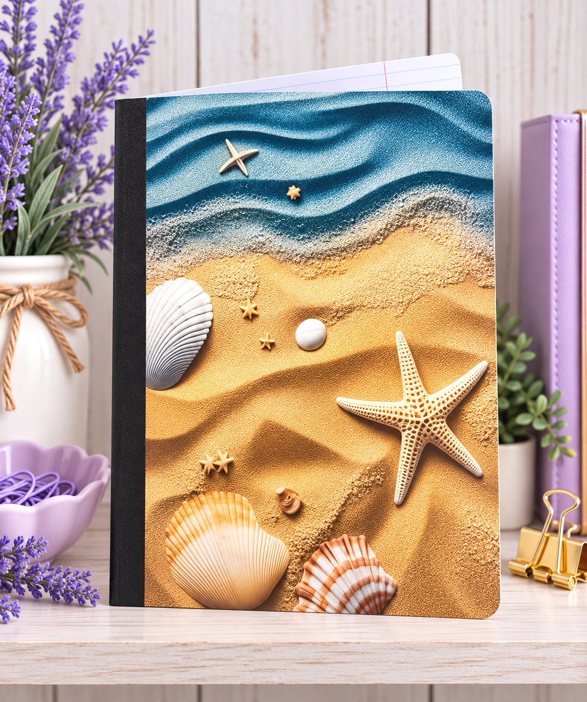 Decorative Vinyl Covered Composition Notebook Beach