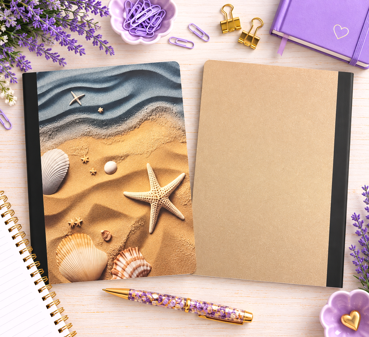 Decorative Vinyl Covered Composition Notebook Beach