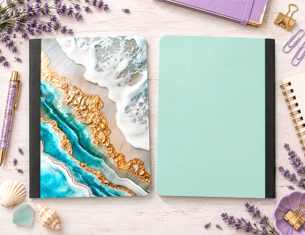 Decorative Vinyl Covered Composition Notebook Beach Geode