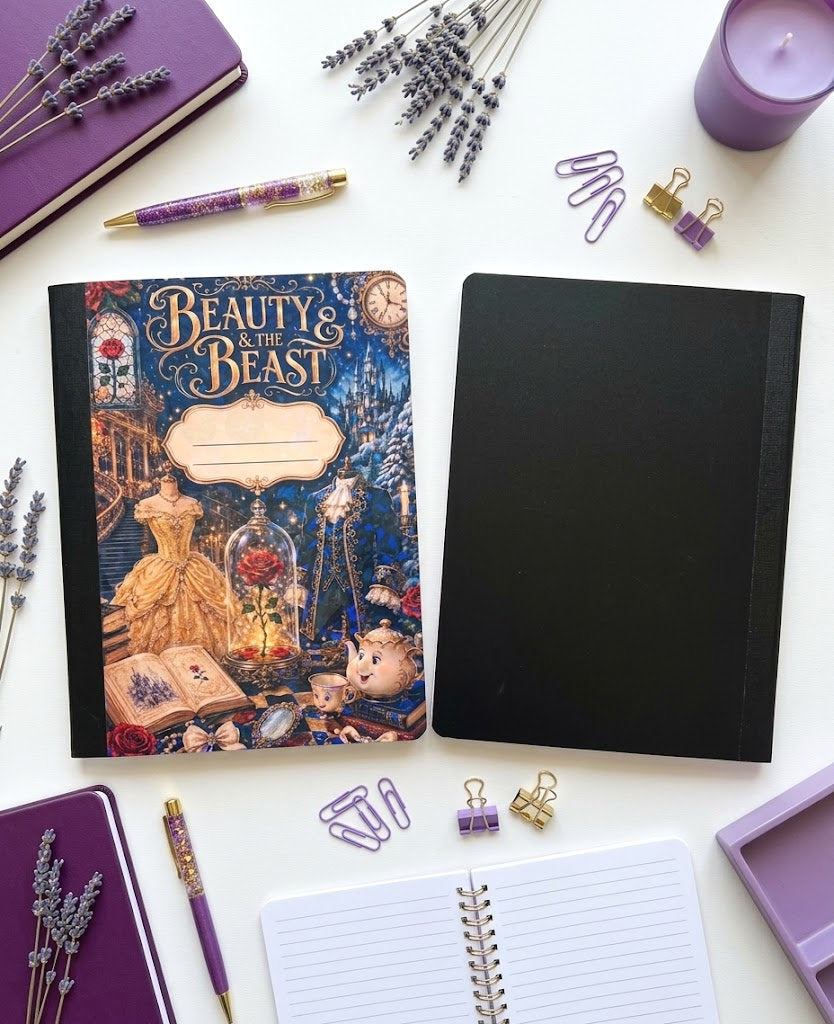 Decorative Vinyl Covered Composition Notebook Beauty and the Beast Holographic