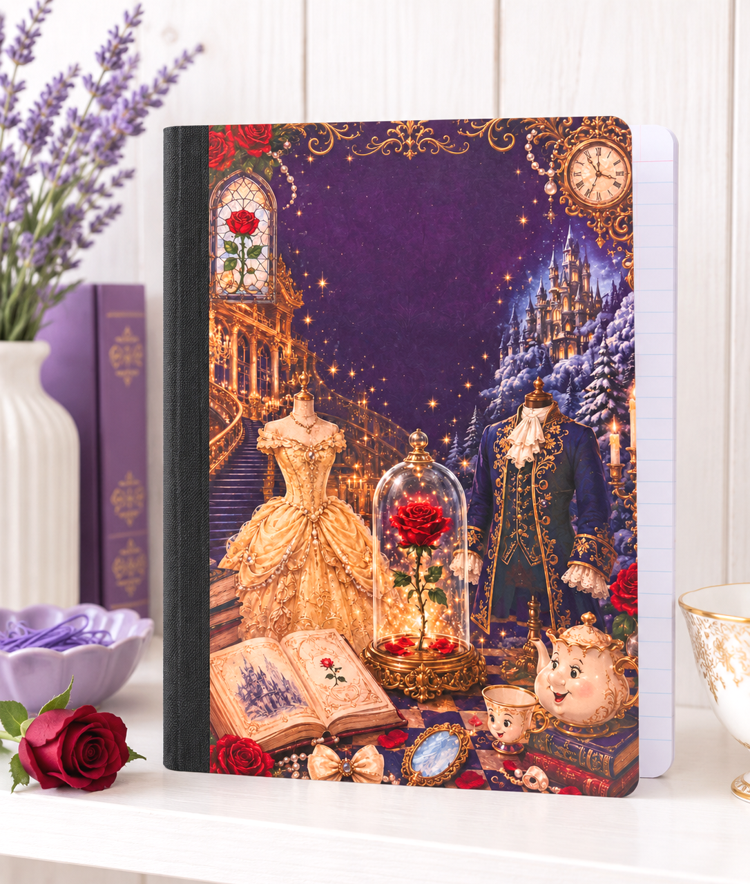 Decorative Vinyl Covered Composition Notebook Beauty and the Beast
