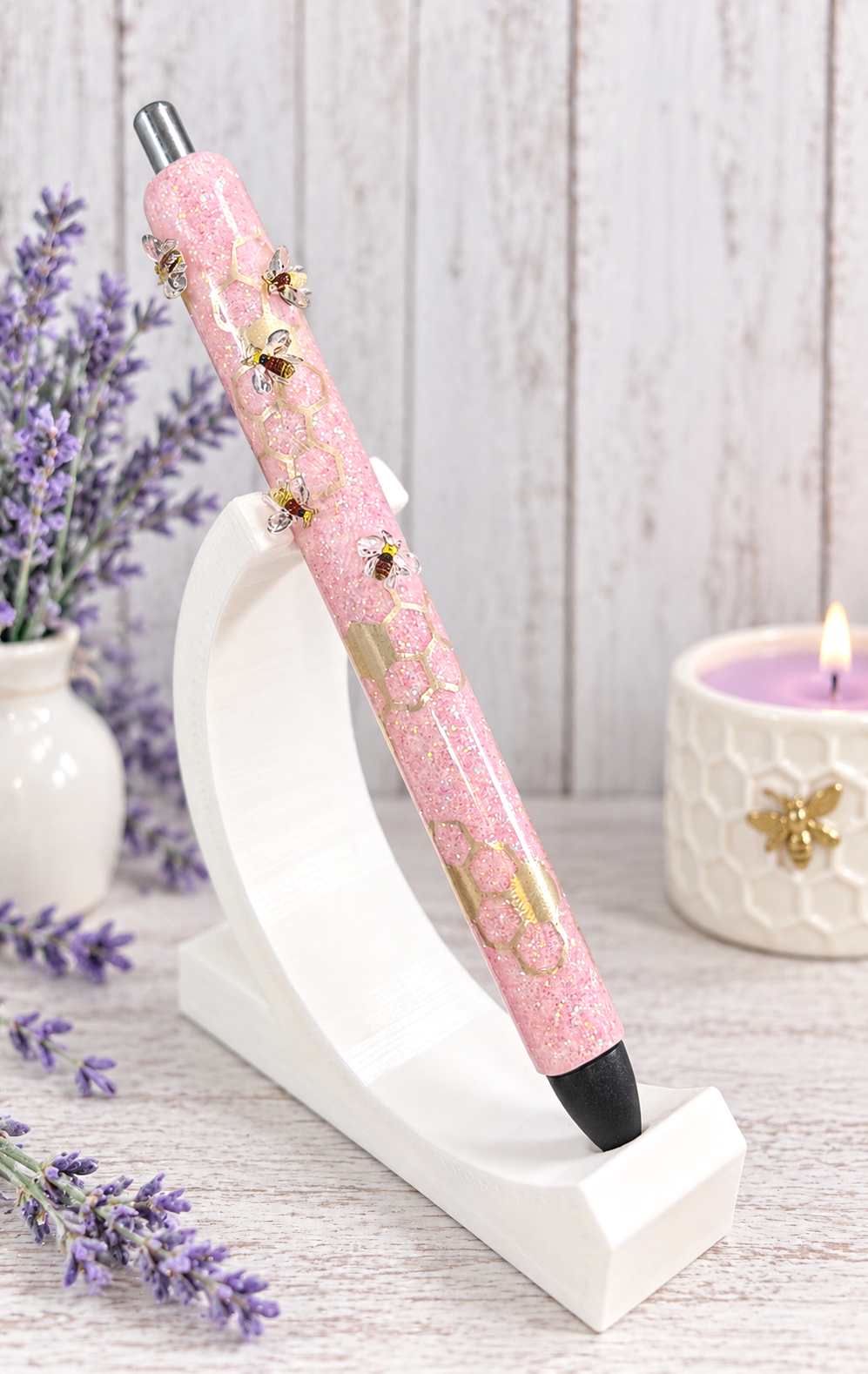 Handmade Miniature Bees glitter pen with free refill