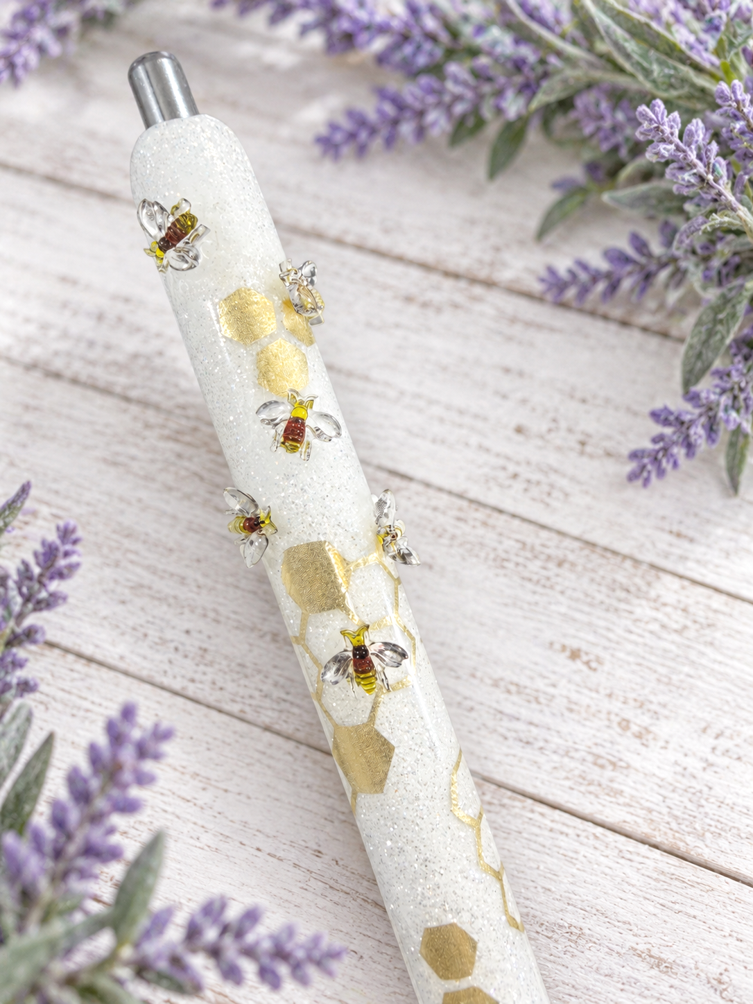 Handmade Miniature Bees glitter pen with free refill 2