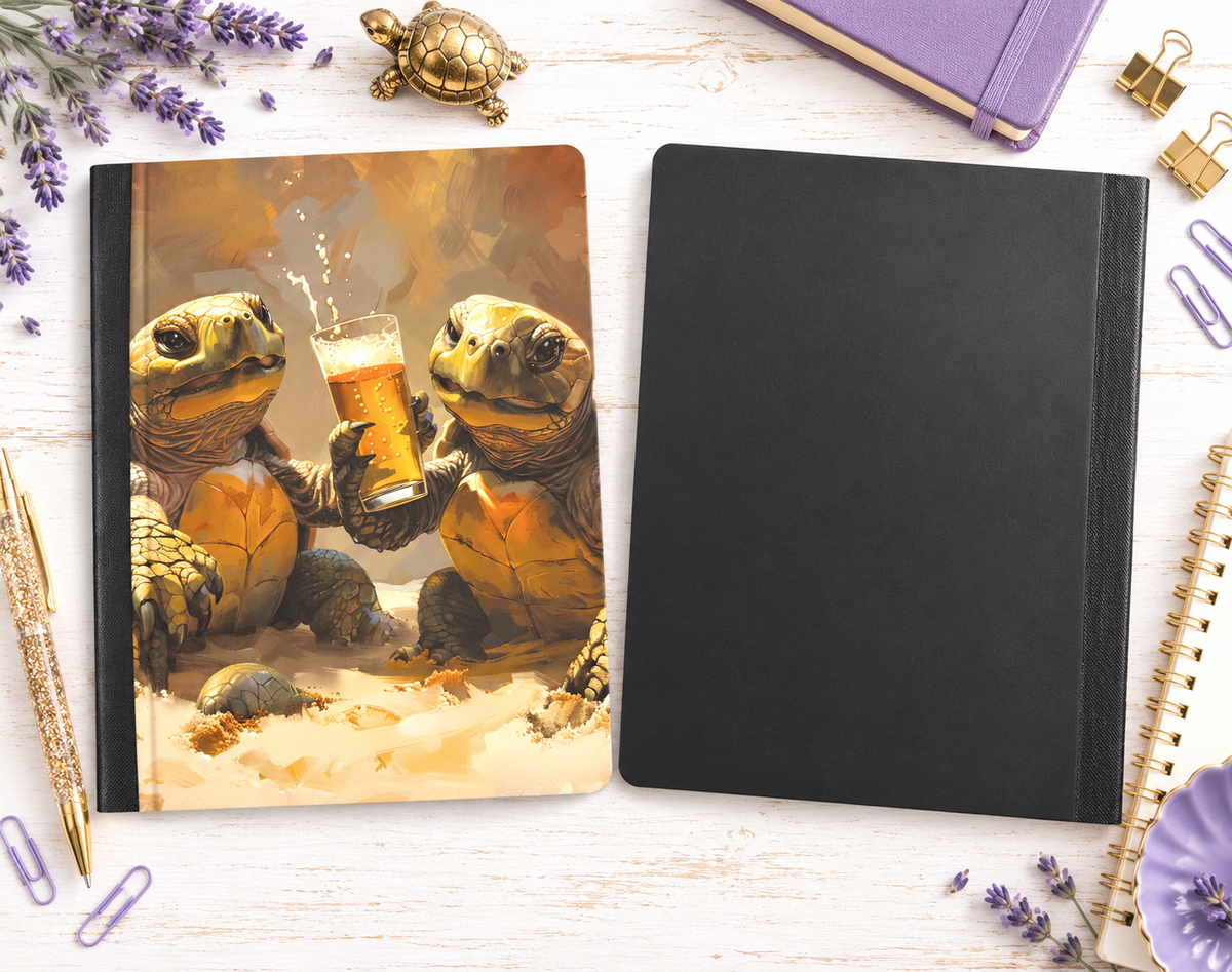 Decorative Vinyl Covered Composition Notebook Turtles and Beer