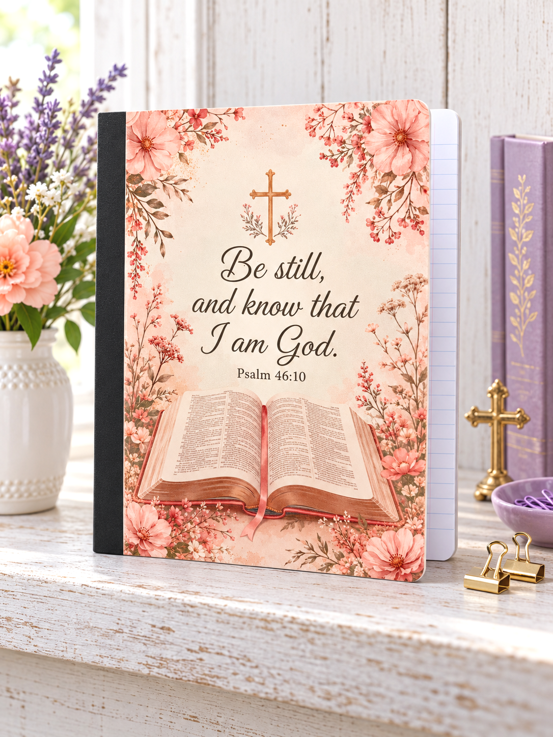 Decorative Vinyl Covered Composition Notebook Be Still