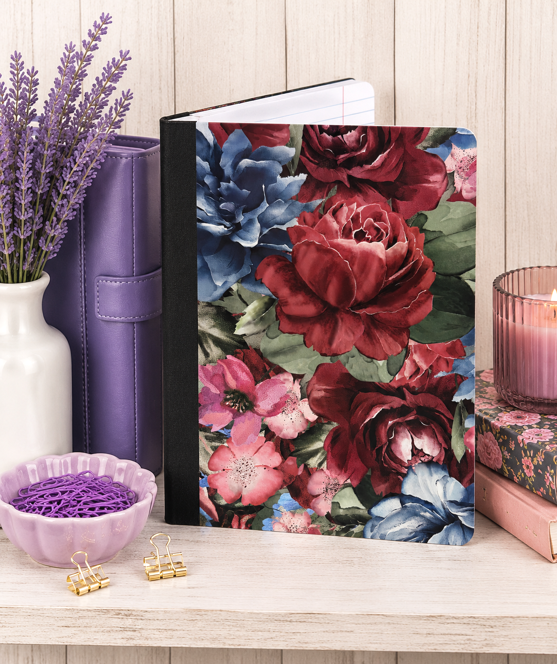 Decorative Vinyl Covered Composition Notebook Flowers 4