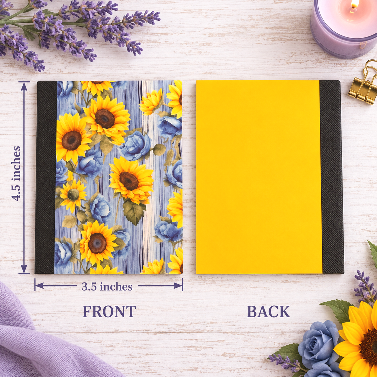 Decorative Vinyl Covered MINIATURE Composition Notebook Sunflowers A