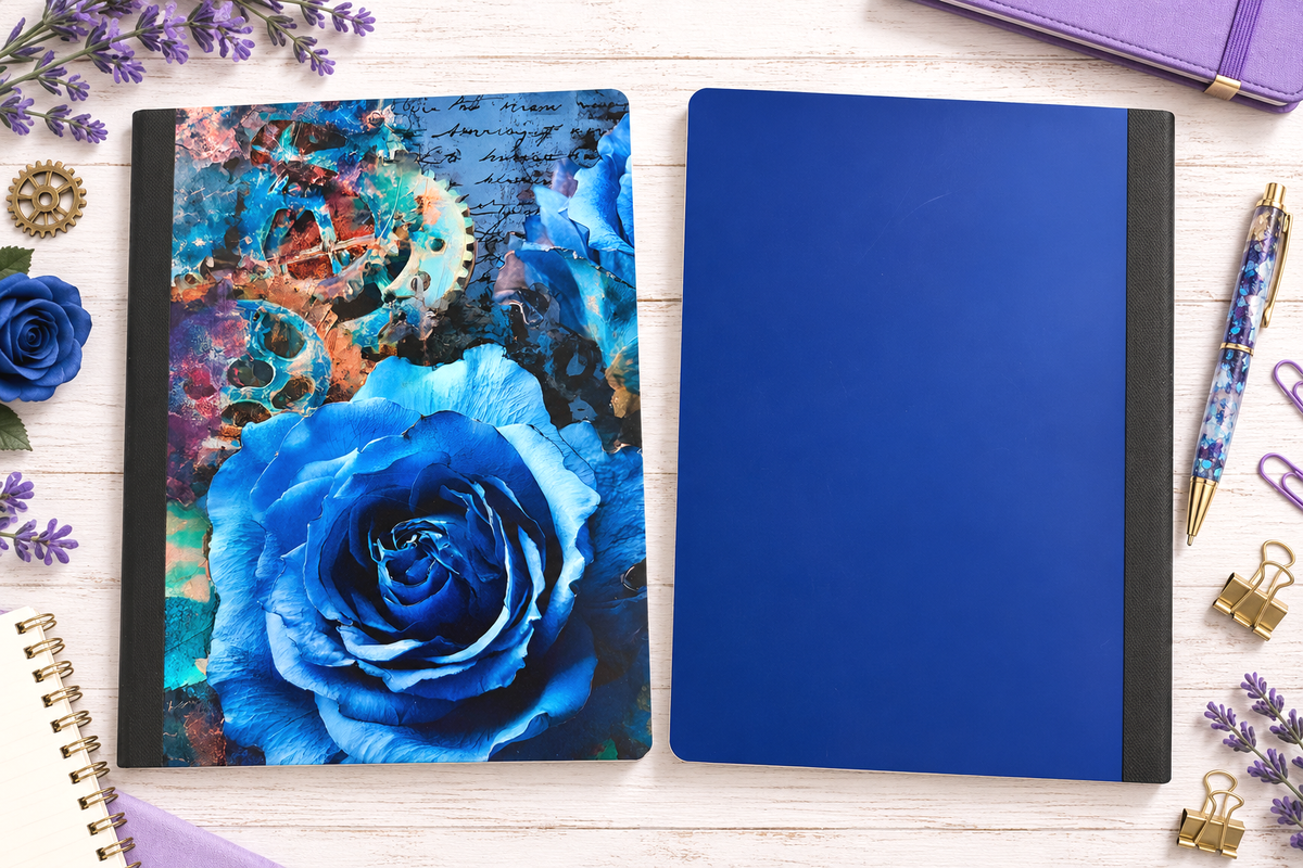 Decorative Vinyl Covered Composition Notebook Blue Rose