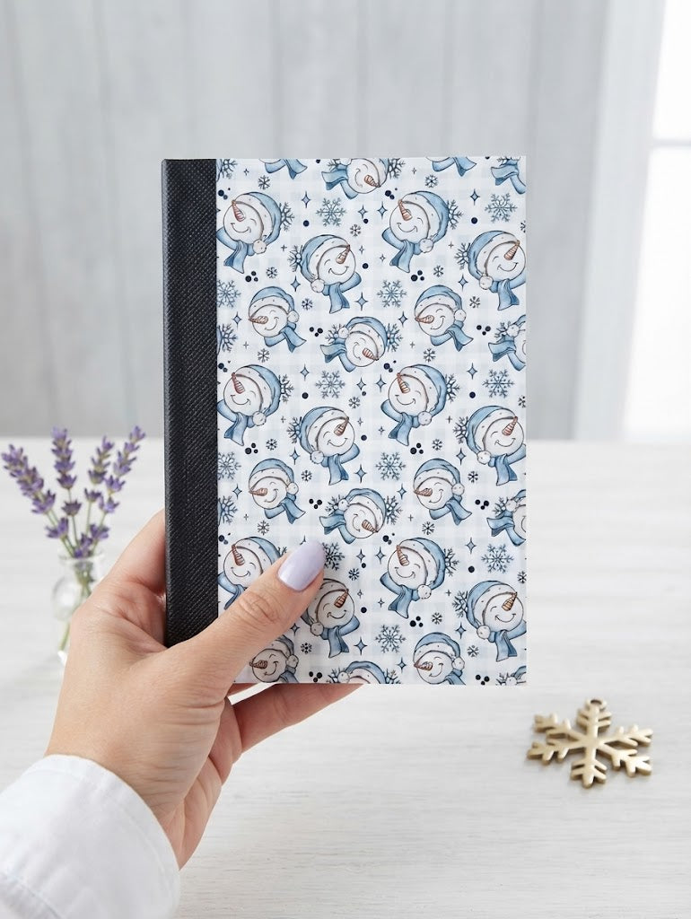 Decorative Vinyl Covered MINIATURE Composition Notebook Blue Snow People