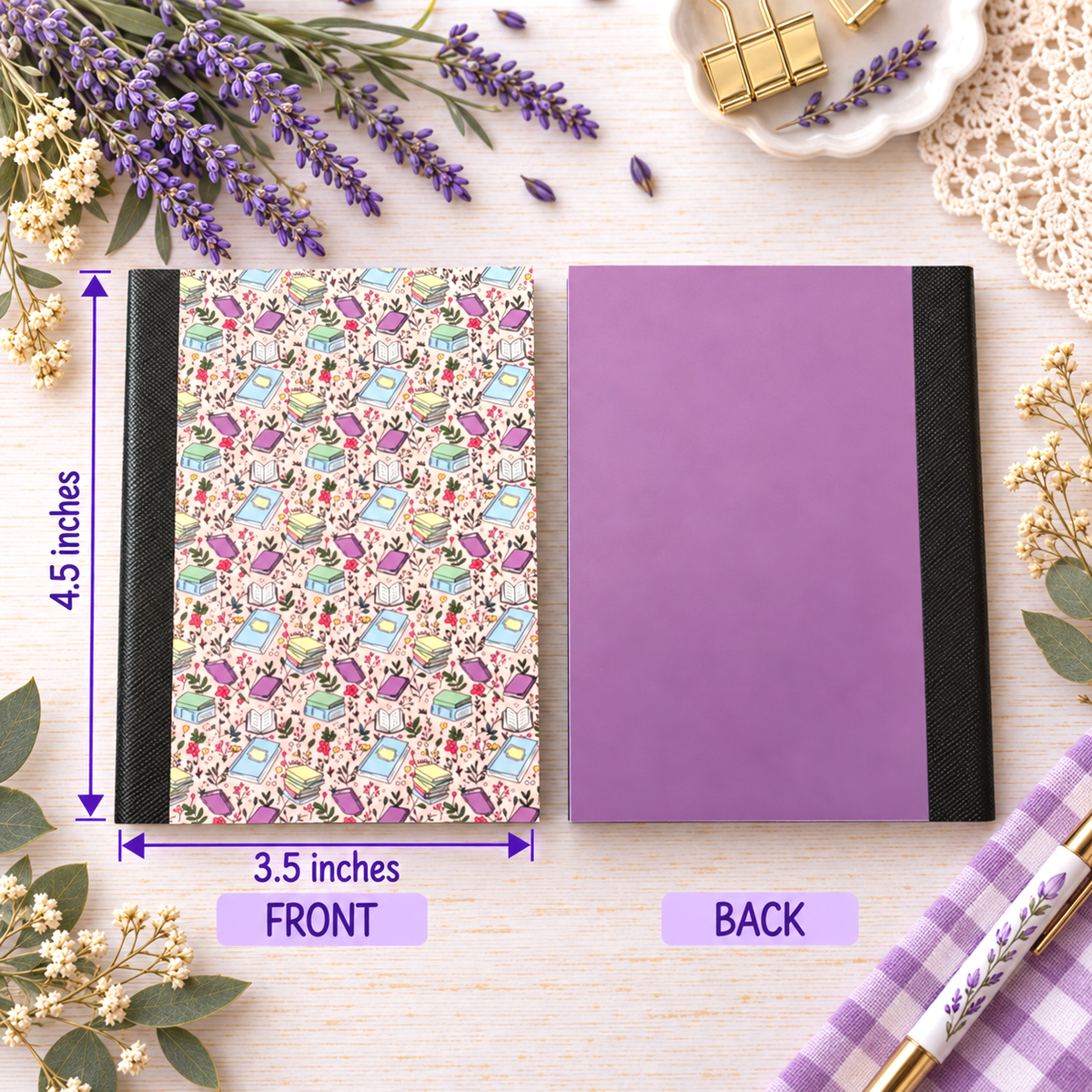 Decorative Vinyl Covered MINIATURE Composition Notebook Lots of Books