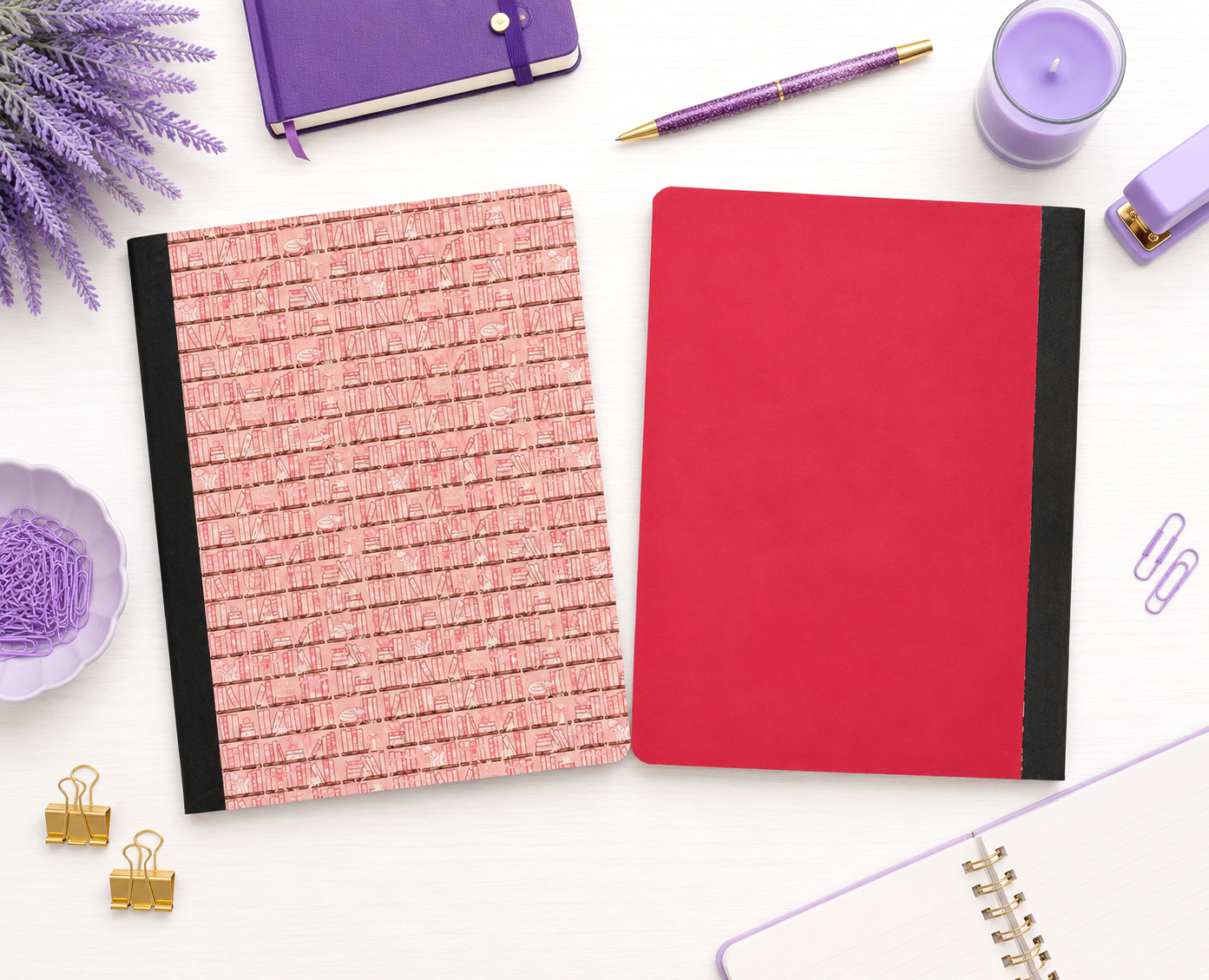 Decorative Vinyl Covered Composition Notebook Pink Books