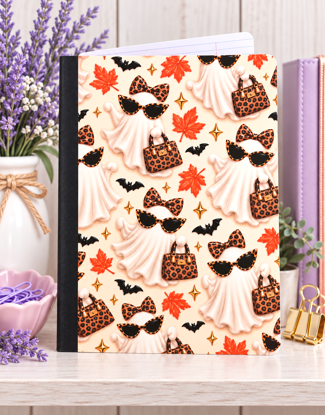 Decorative Vinyl Covered Composition Notebook Boujie Ghost