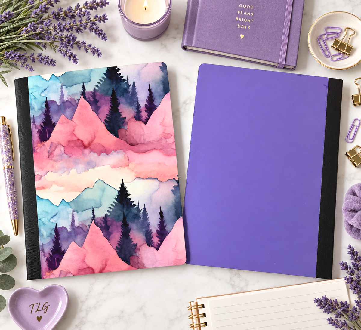 Decorative Vinyl Covered Composition Pastel Mountains