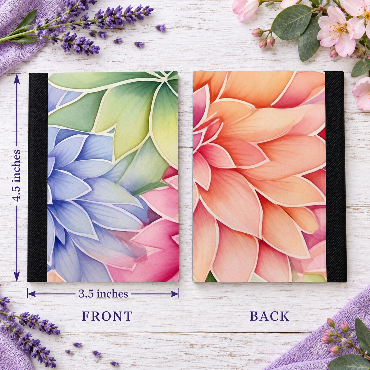 Decorative Vinyl Covered MINIATURE Composition Notebook Flowers