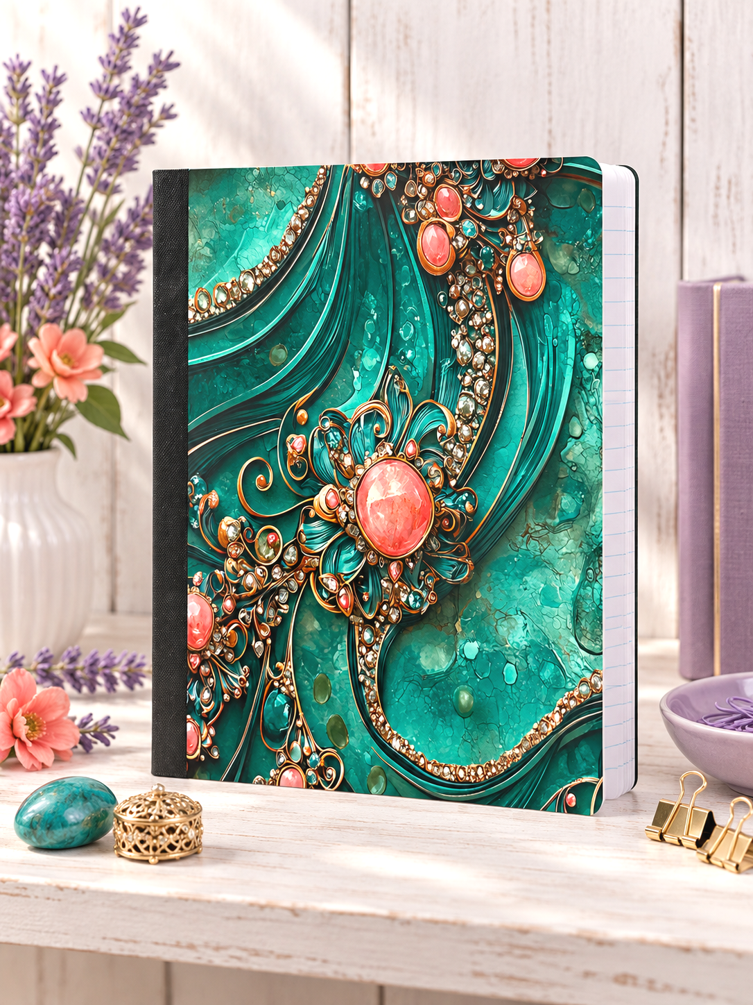 Decorative Vinyl Covered Composition Notebook Western Brooch