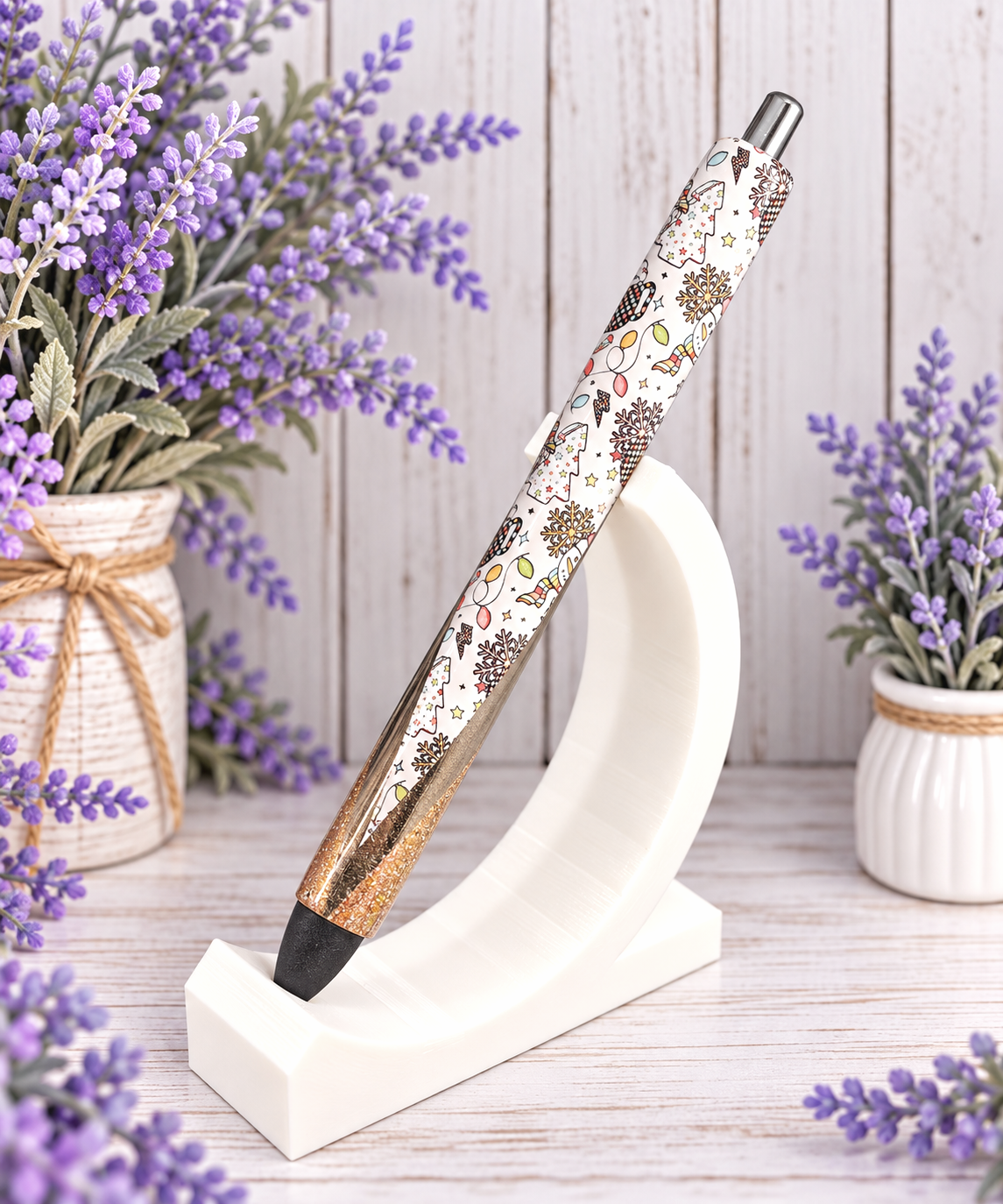 Handmade Snowman glitter pen with free refill 3