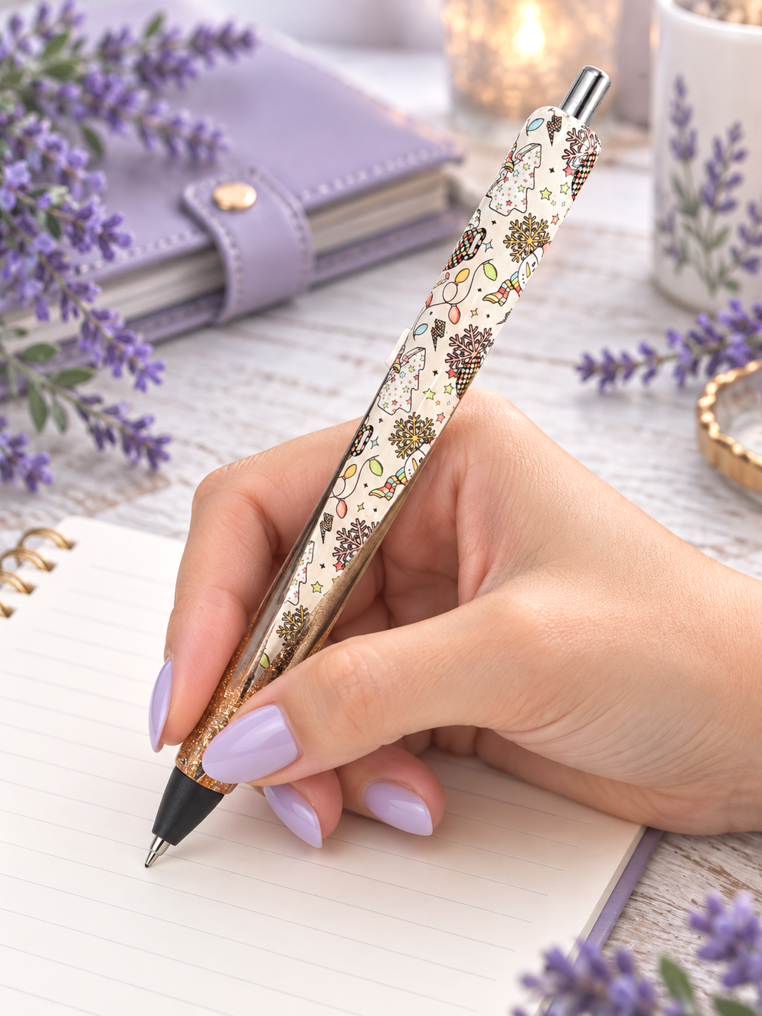 Handmade Snowman glitter pen with free refill 3