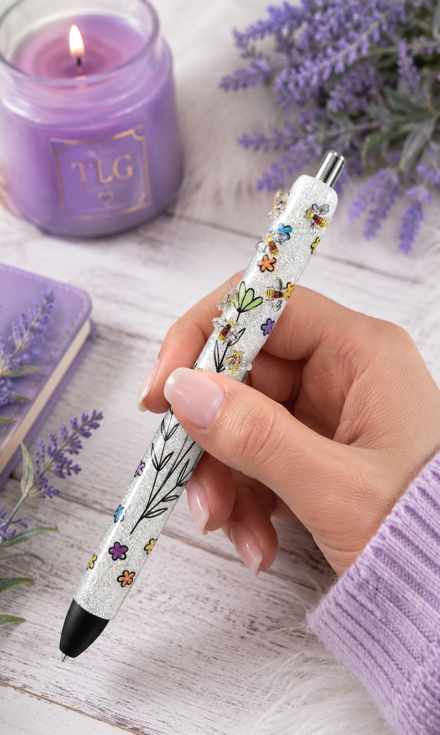 Handmade Mini Bumblebees glitter pen with free refill