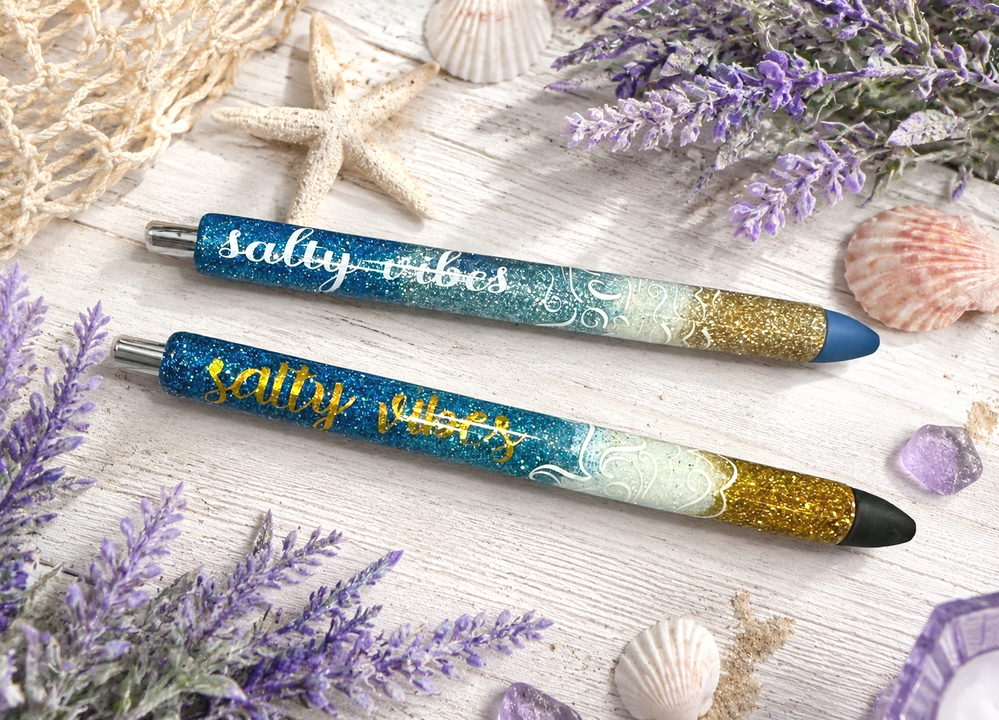 Custom Order Handmade Beach glitter pen with free refill