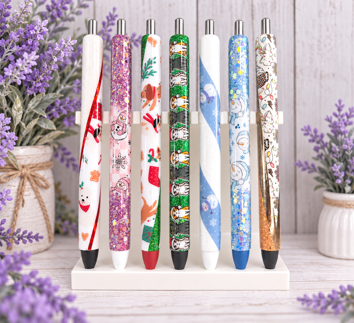 Handmade Snowman glitter pen with free refill 3