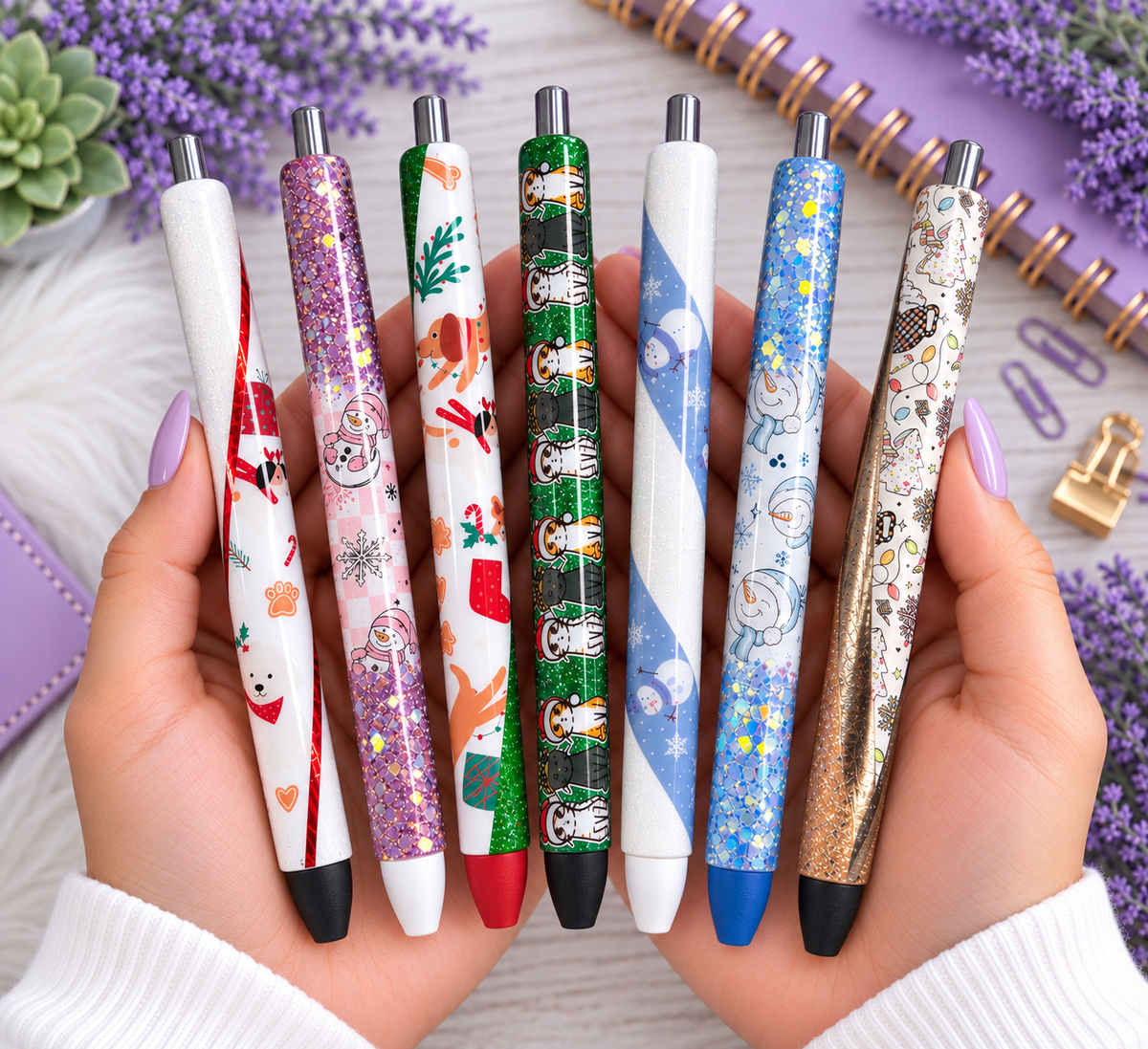 Handmade Snowman glitter pen with free refill 3
