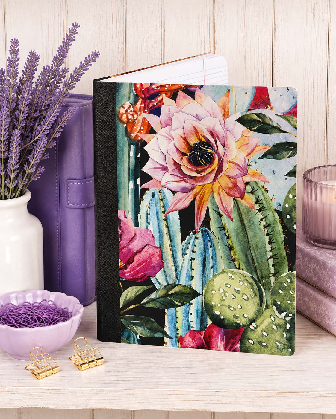 Decorative Vinyl Covered Composition Notebook Cacti and Succulents
