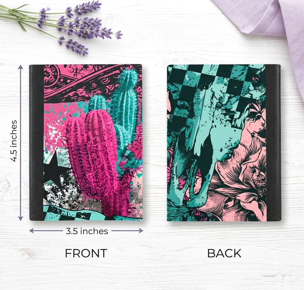 Decorative Vinyl Covered MINIATURE Composition Notebook Western Cacti