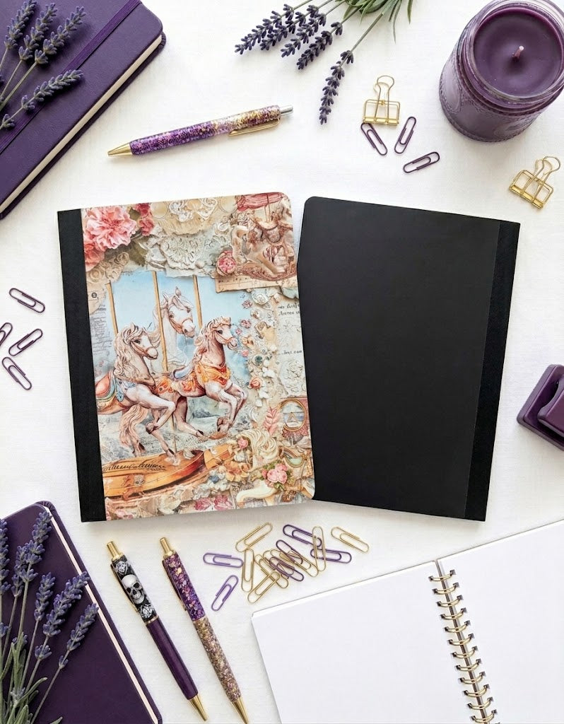 Decorative Vinyl Covered Composition Notebook Carousel Horses