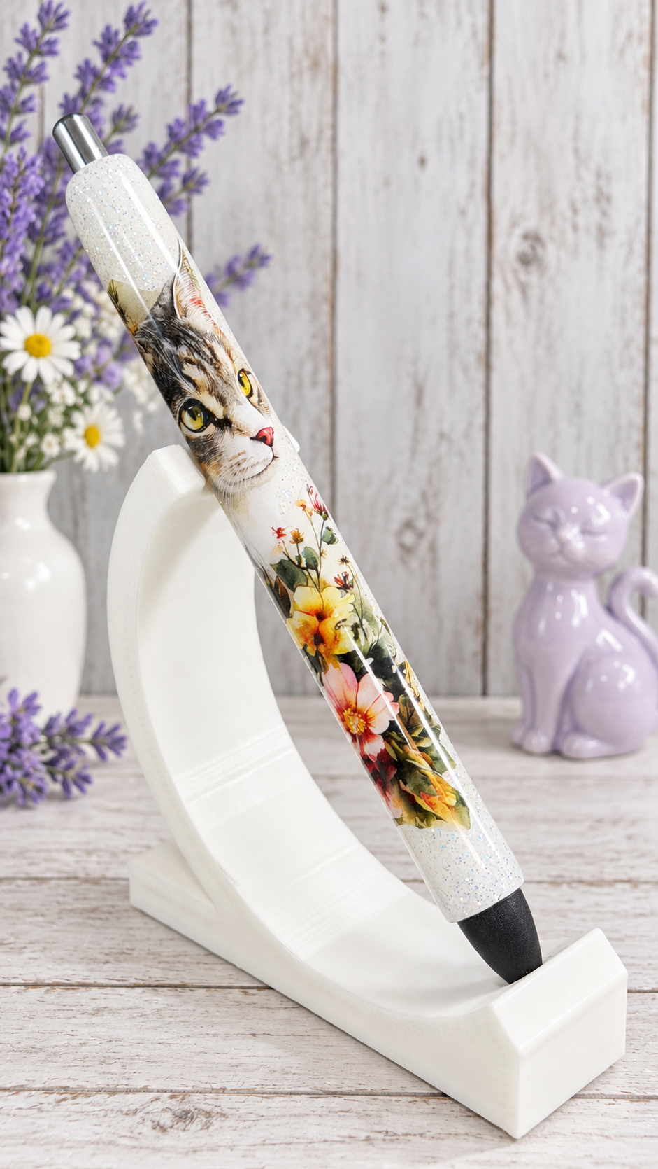 Handmade Cat glitter pen with free refill 1