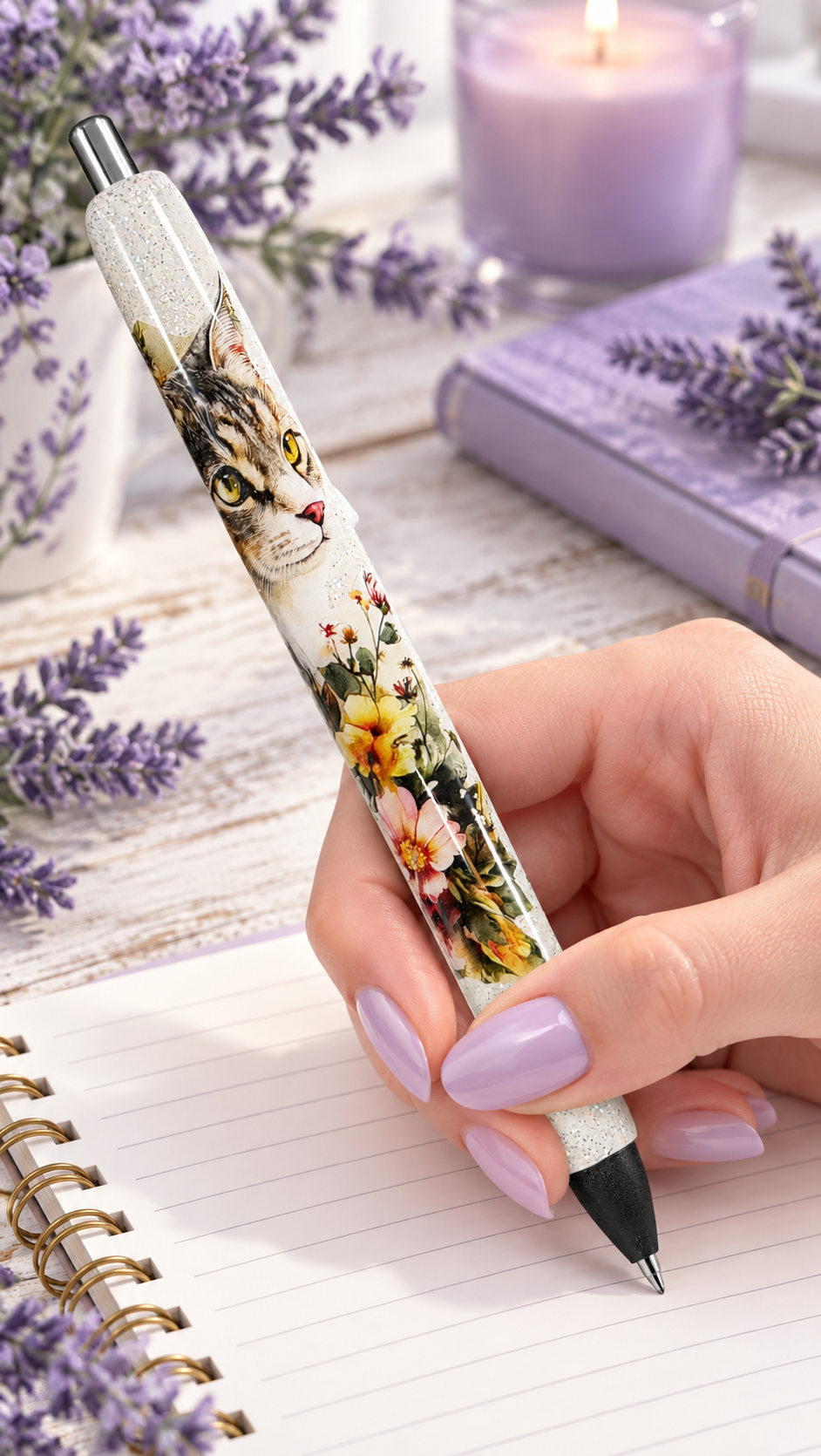 Handmade Cat glitter pen with free refill 1