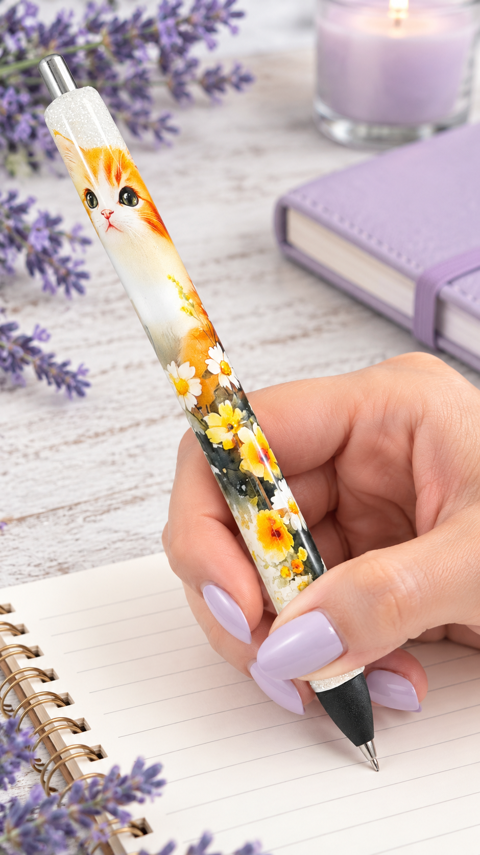 Handmade Cat glitter pen with free refill 2