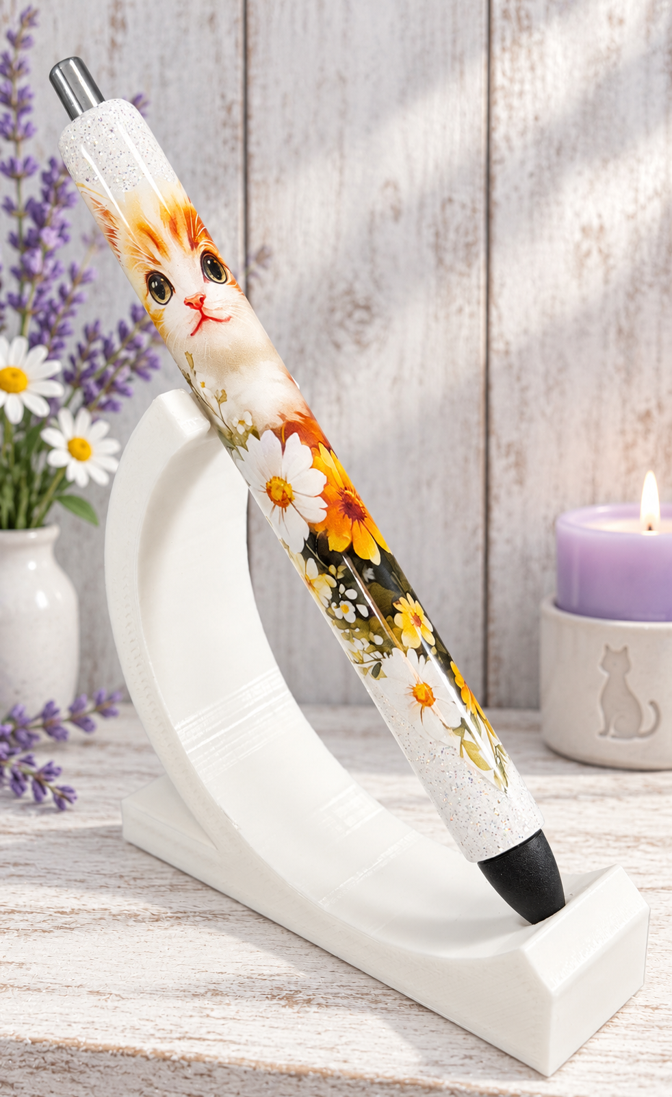 Handmade Cat glitter pen with free refill 4